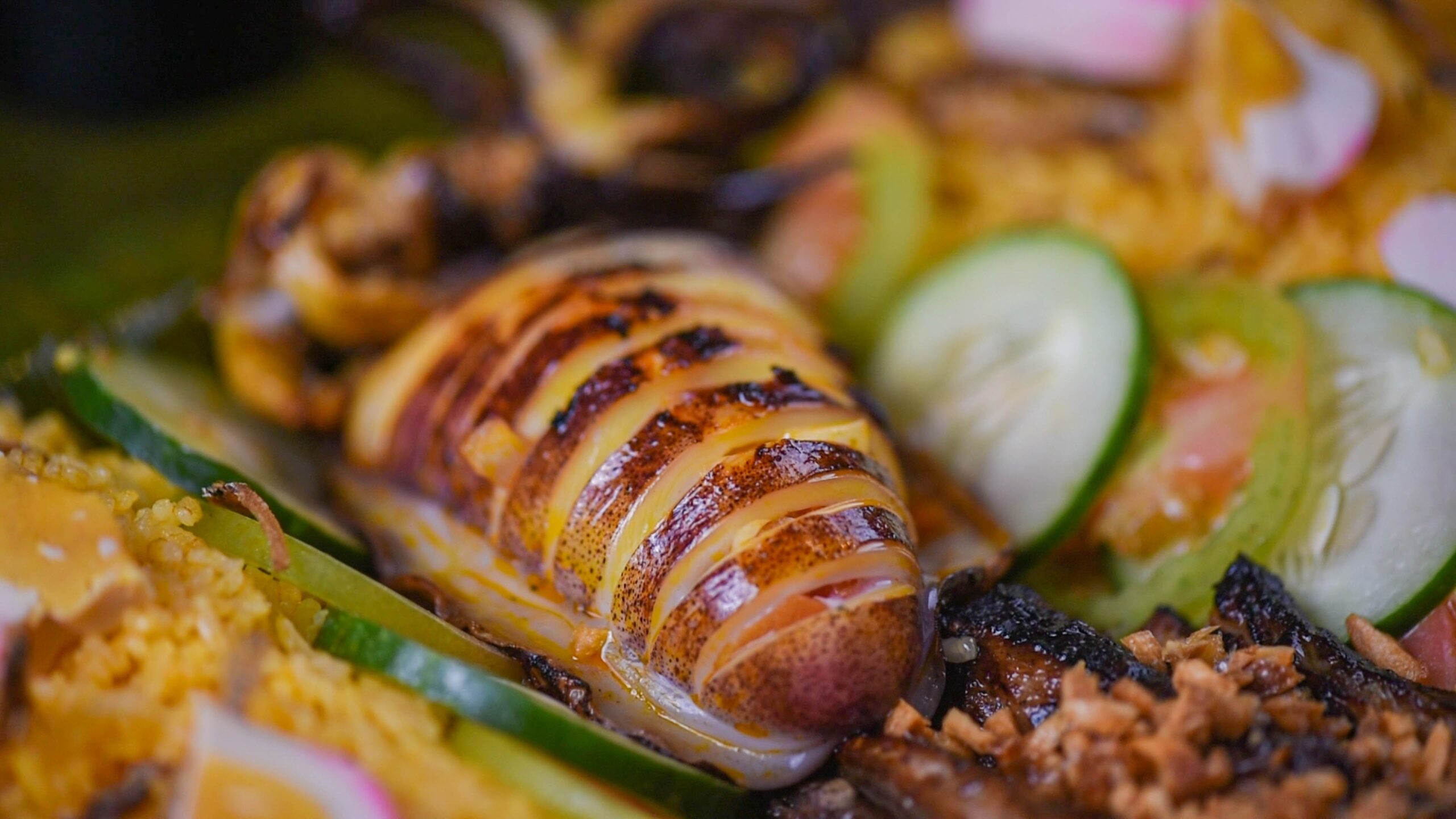 kamayan-style camping dinner